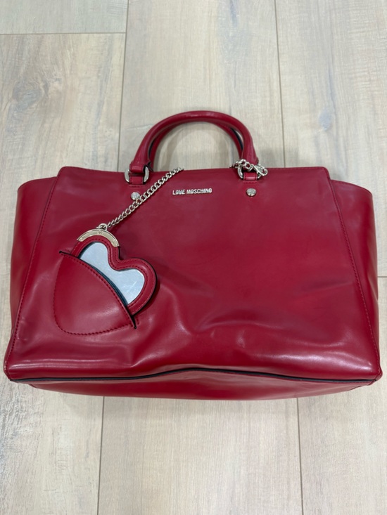 Love Moschino Handbags - Love Moschino Red Vegan Leather Tote with Heart Charm